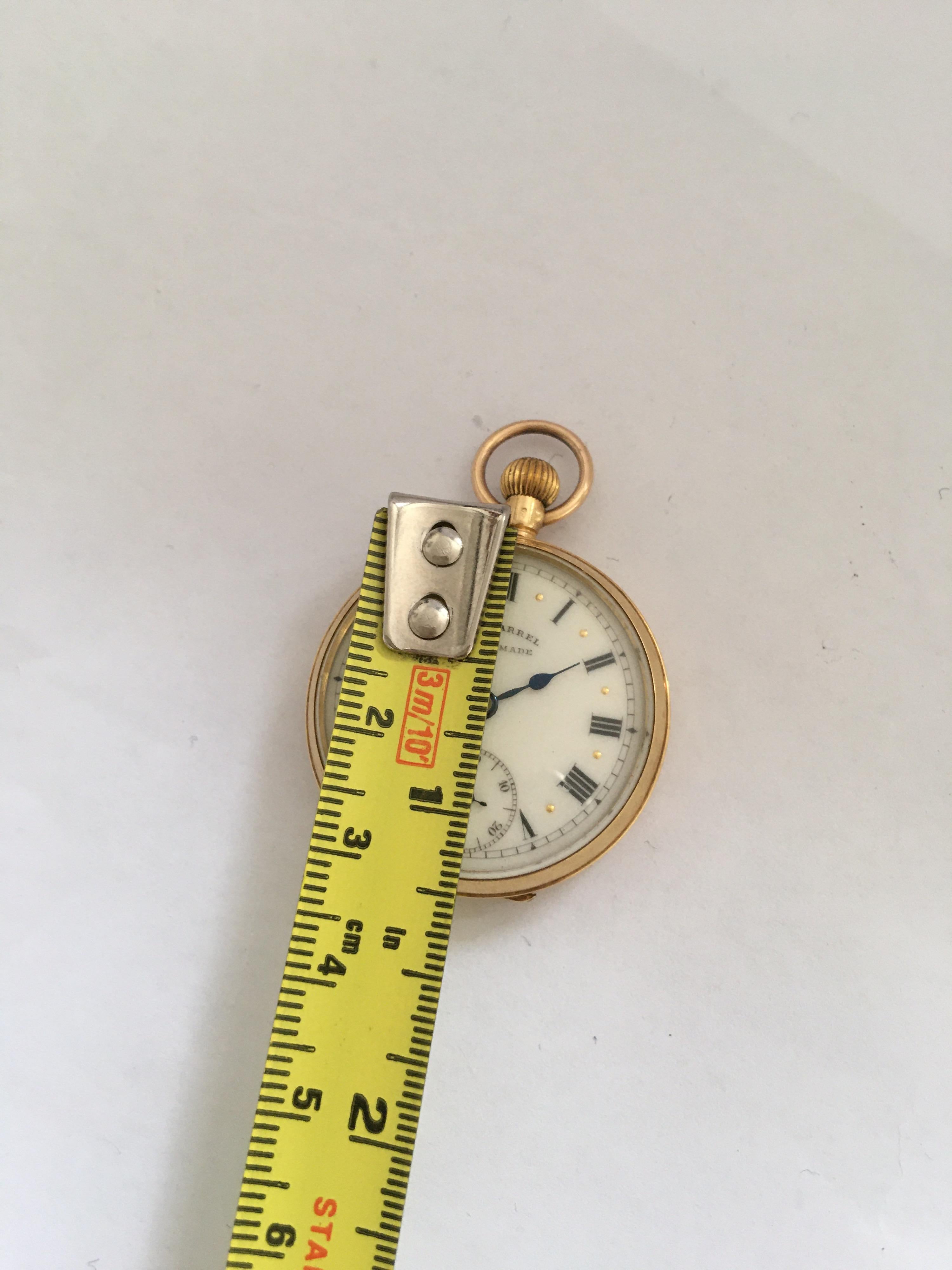Small 18 Karat Gold John Barrel Pocket Watch 6