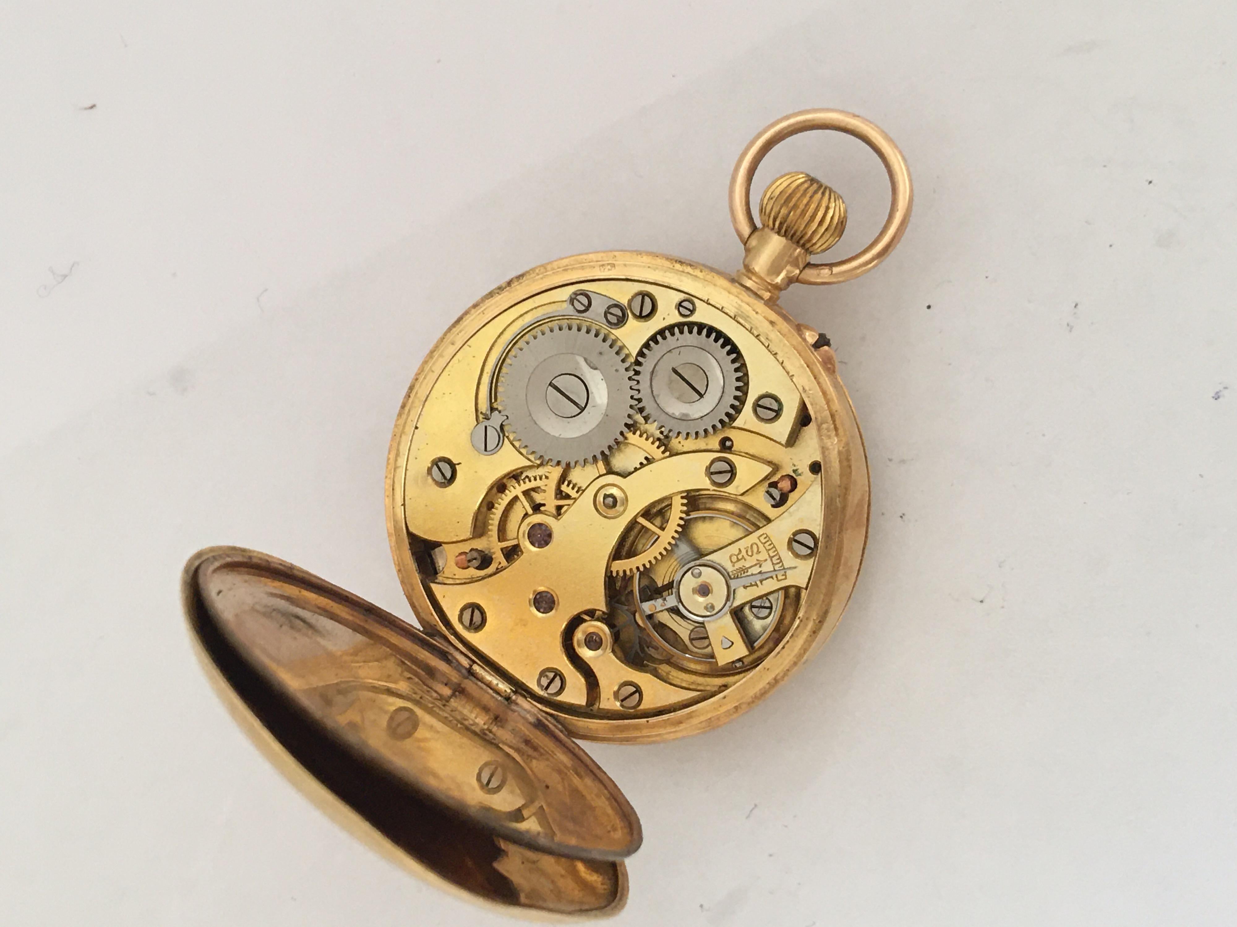 Women's or Men's Small 18 Karat Gold John Barrel Pocket Watch
