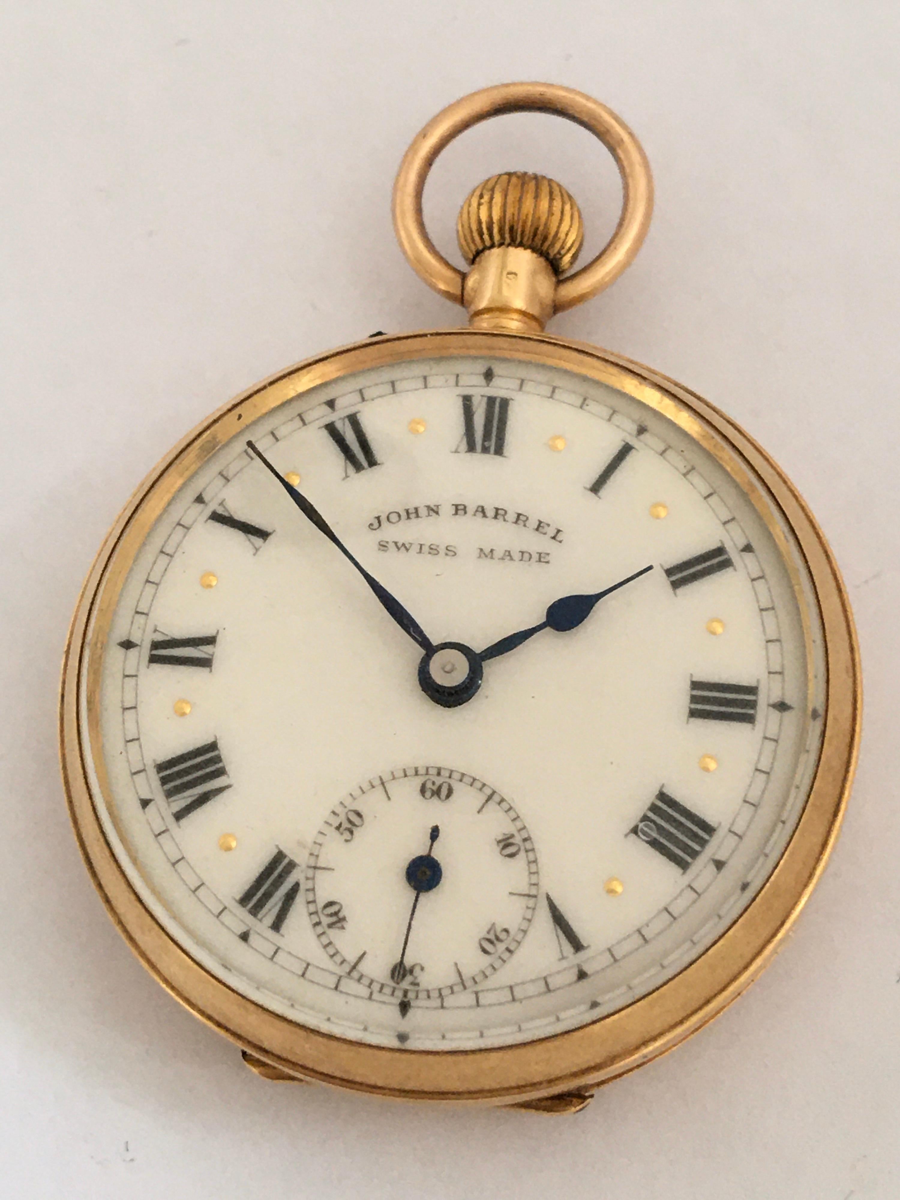 Small 18 Karat Gold John Barrel Pocket Watch 1