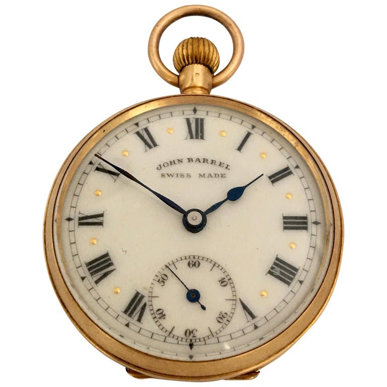 Small 18 Karat Gold John Barrel Pocket Watch at 1stDibs john barrel watch