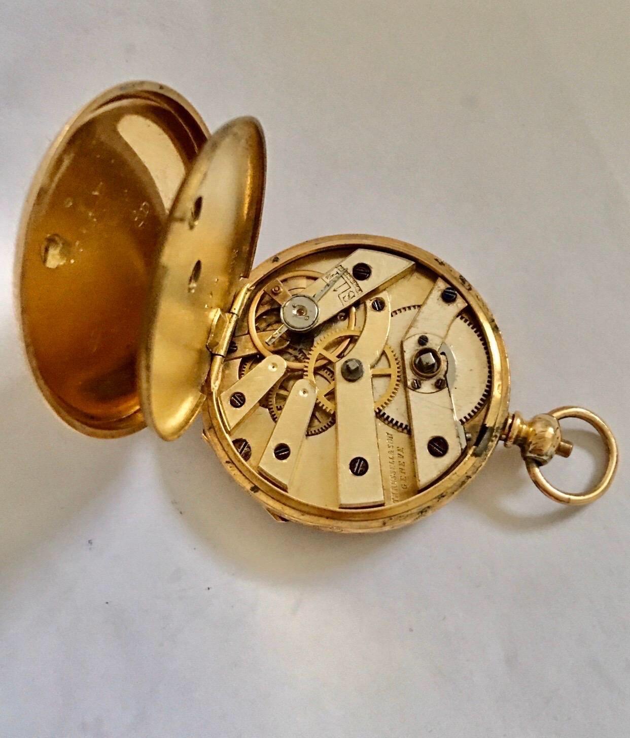 Small 18K Gold Victorian Period Key-Wind Thrussell & Son Geneve Pocket Watch 6
