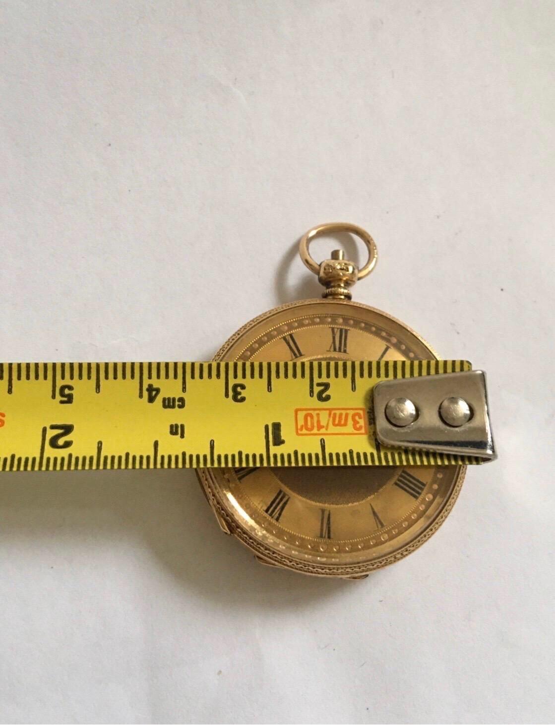 Small 18K Gold Victorian Period Key-Wind Thrussell & Son Geneve Pocket Watch 8