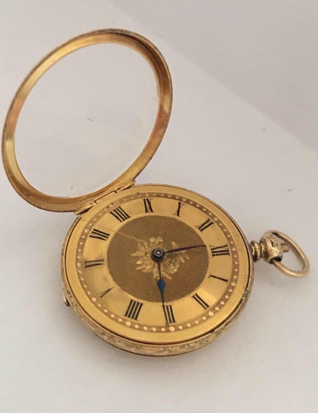 Small 18K Gold Victorian Period Key-Wind Thrussell & Son Geneve Pocket Watch 1