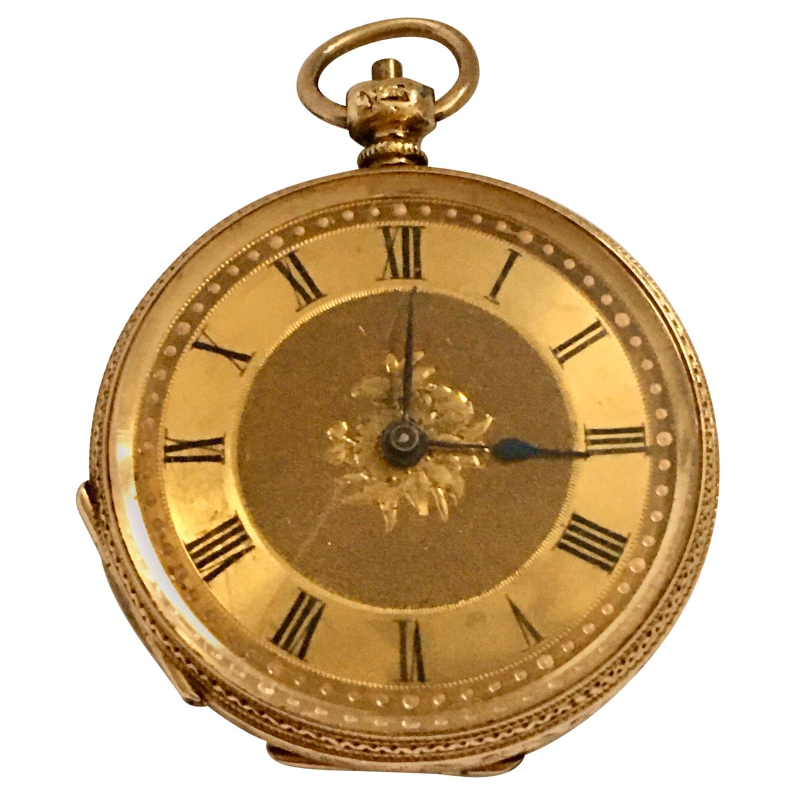 Small 18K Gold Victorian Period Key-Wind Thrussell & Son Geneve Pocket Watch