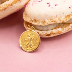 Small 18K solid Gold Saint Christopher Medal – Vintage Catholic Charm