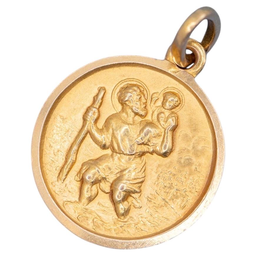 Small 18K solid Gold Saint Christopher Medal – Vintage Catholic Charm