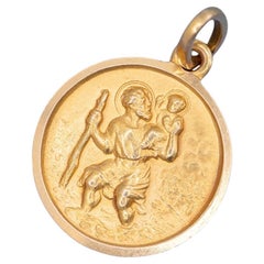 Small 18K solid Gold Saint Christopher Medal – Vintage Catholic Charm