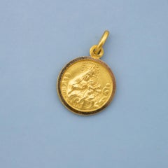 Small 18K solid gold Scapular pendant - Catholic - Holy Sacred Heart of Jesus