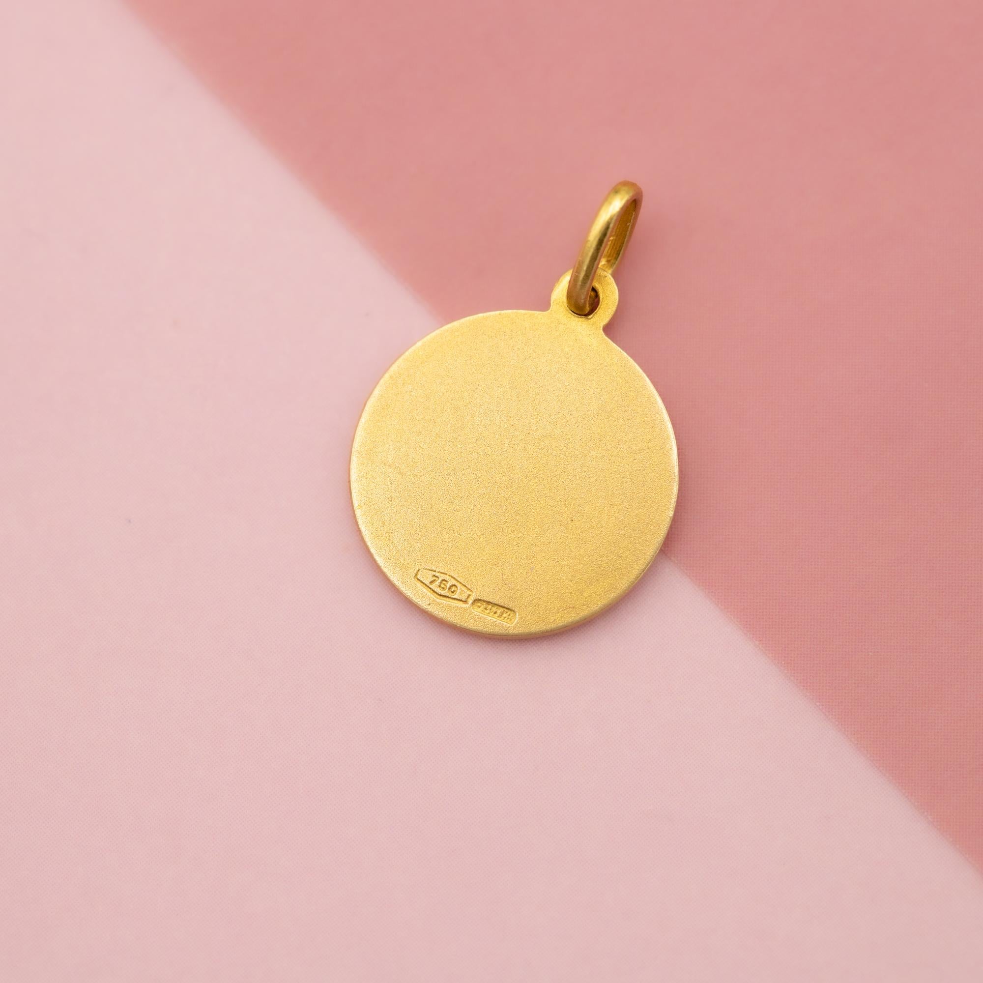 Women's or Men's Small 18K Vintage zodiac charm - Aquarius - 18 karat solid yellow gold Star sign