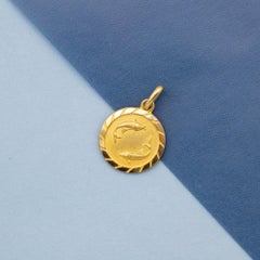Small 18K Vintage zodiac pendant - Pisces - 18 karat solid yellow gold Star sign