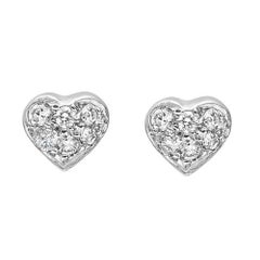 Small 18k White Gold & Pavé Diamond Heart Earstuds