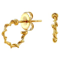 Kleine 18K Gelbgold Nautische Reif-Ohrringe mit Seil