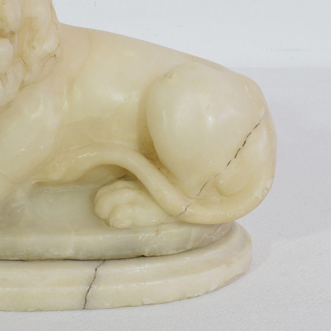 Small 18th-19th Century French Carved Alabaster Lion 6