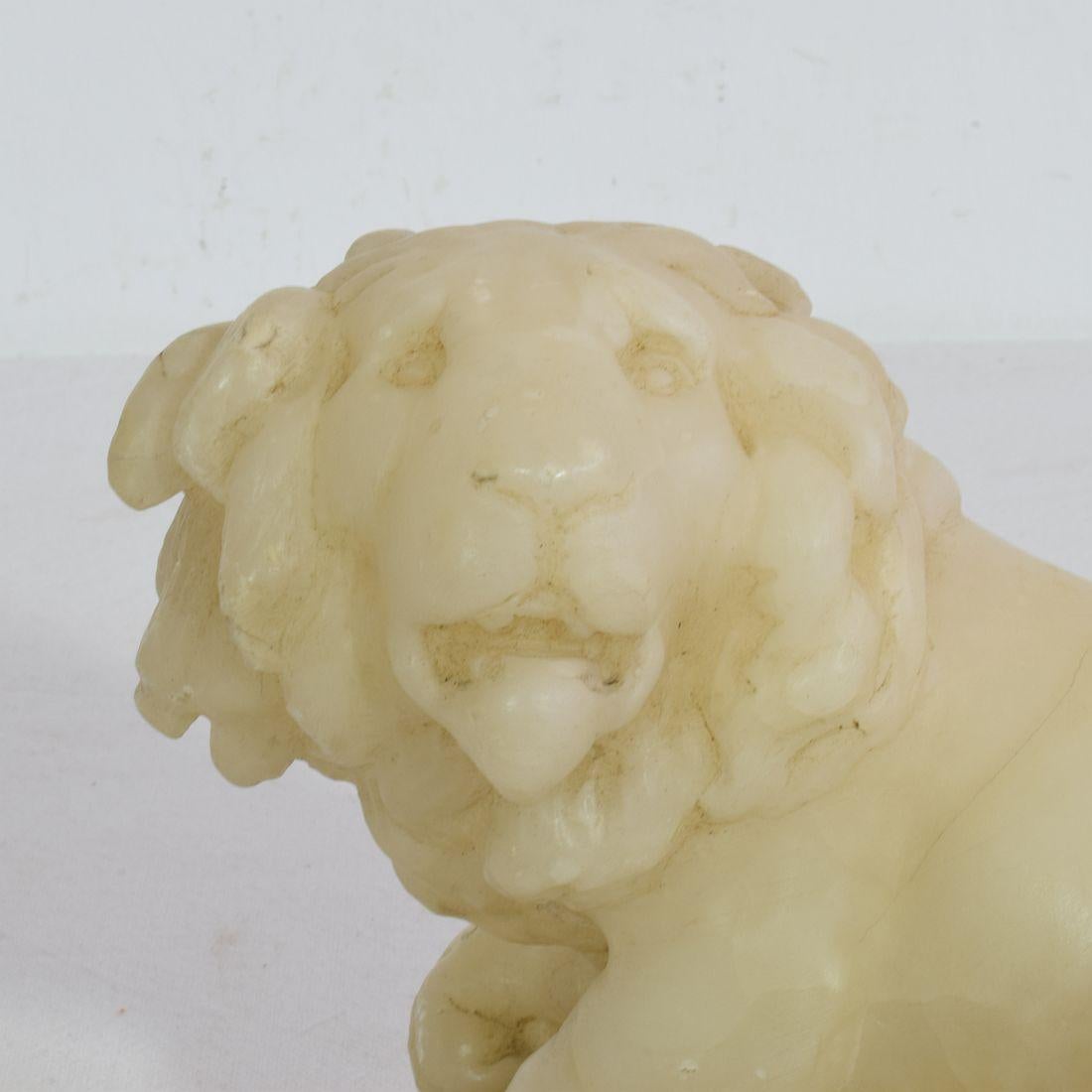 Small 18th-19th Century French Carved Alabaster Lion 7