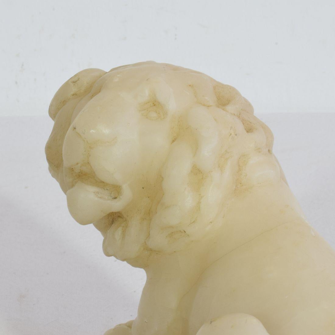 Small 18th-19th Century French Carved Alabaster Lion 8