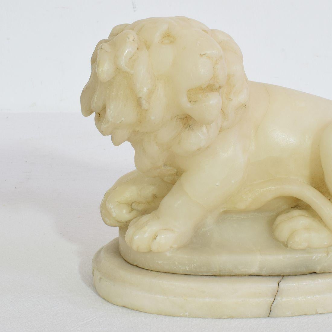 Small 18th-19th Century French Carved Alabaster Lion 5