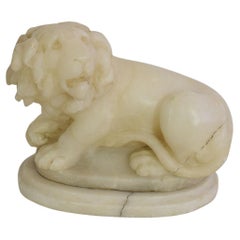 Small 18th-19th Century French Carved Alabaster Lion