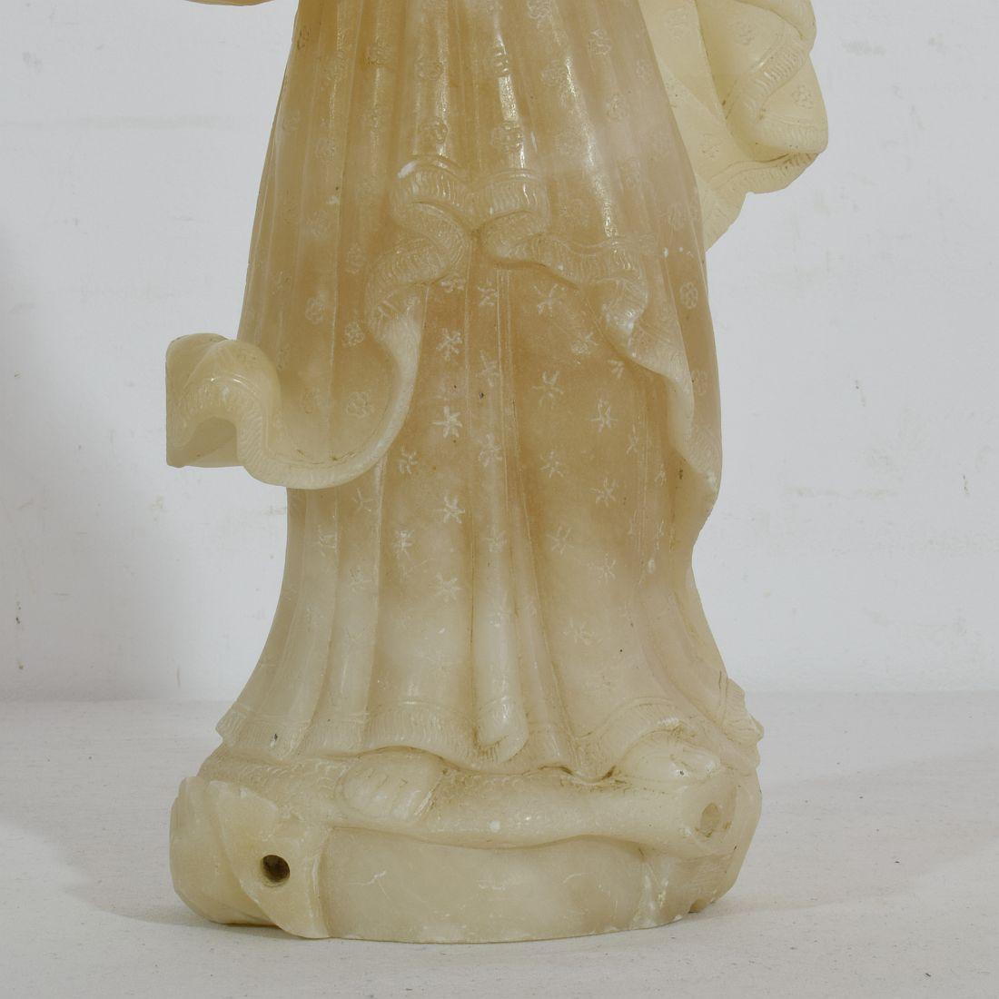Small 18th-19th Century French Carved Alabaster Madonna 8