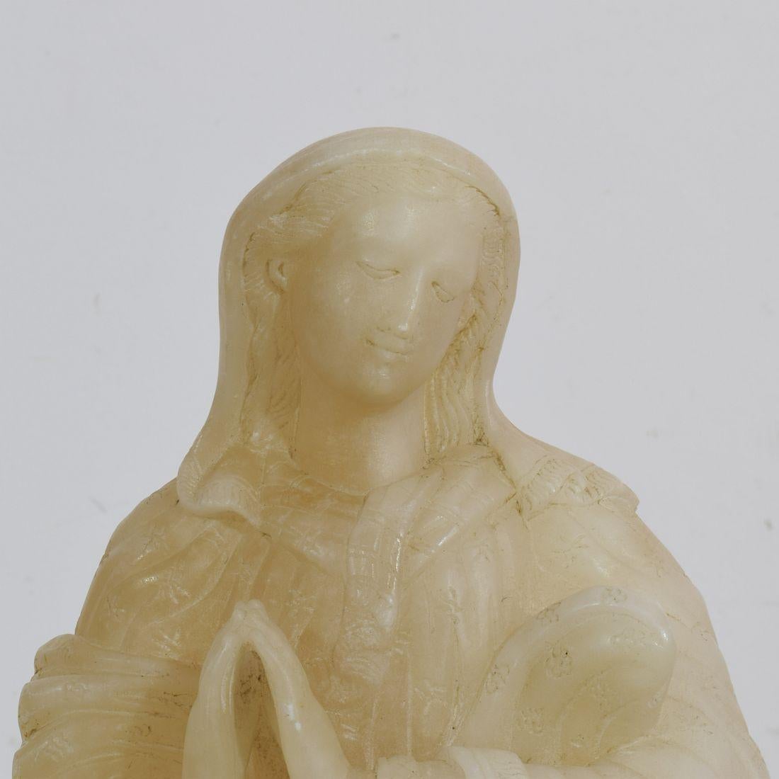Small 18th-19th Century French Carved Alabaster Madonna 9