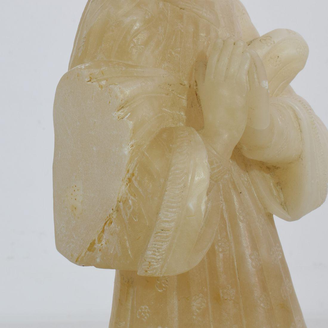 Small 18th-19th Century French Carved Alabaster Madonna 10