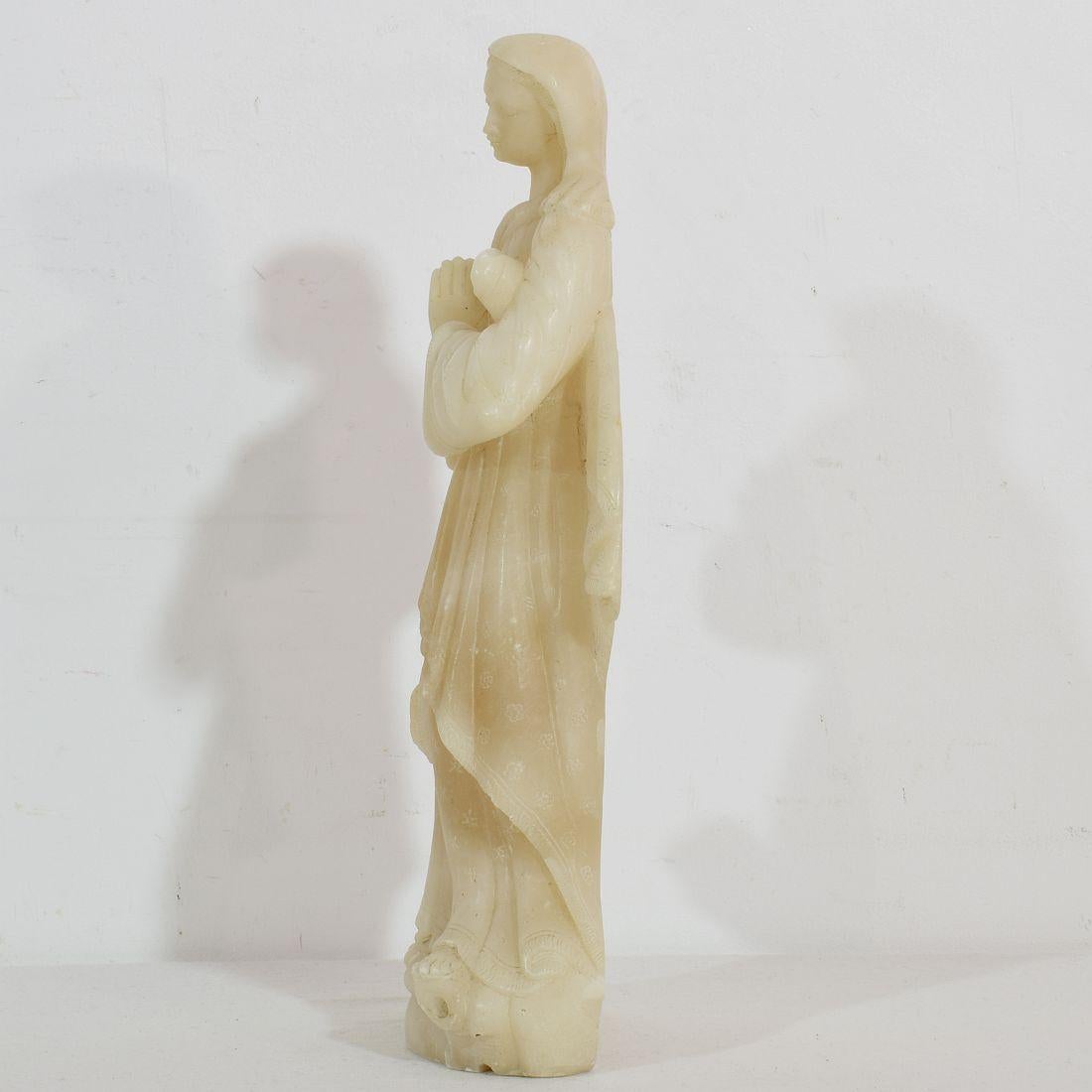 Small 18th-19th Century French Carved Alabaster Madonna 2