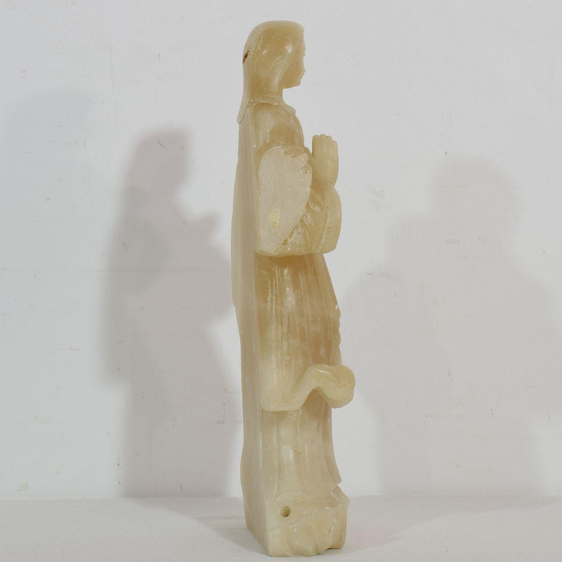 Small 18th-19th Century French Carved Alabaster Madonna 4