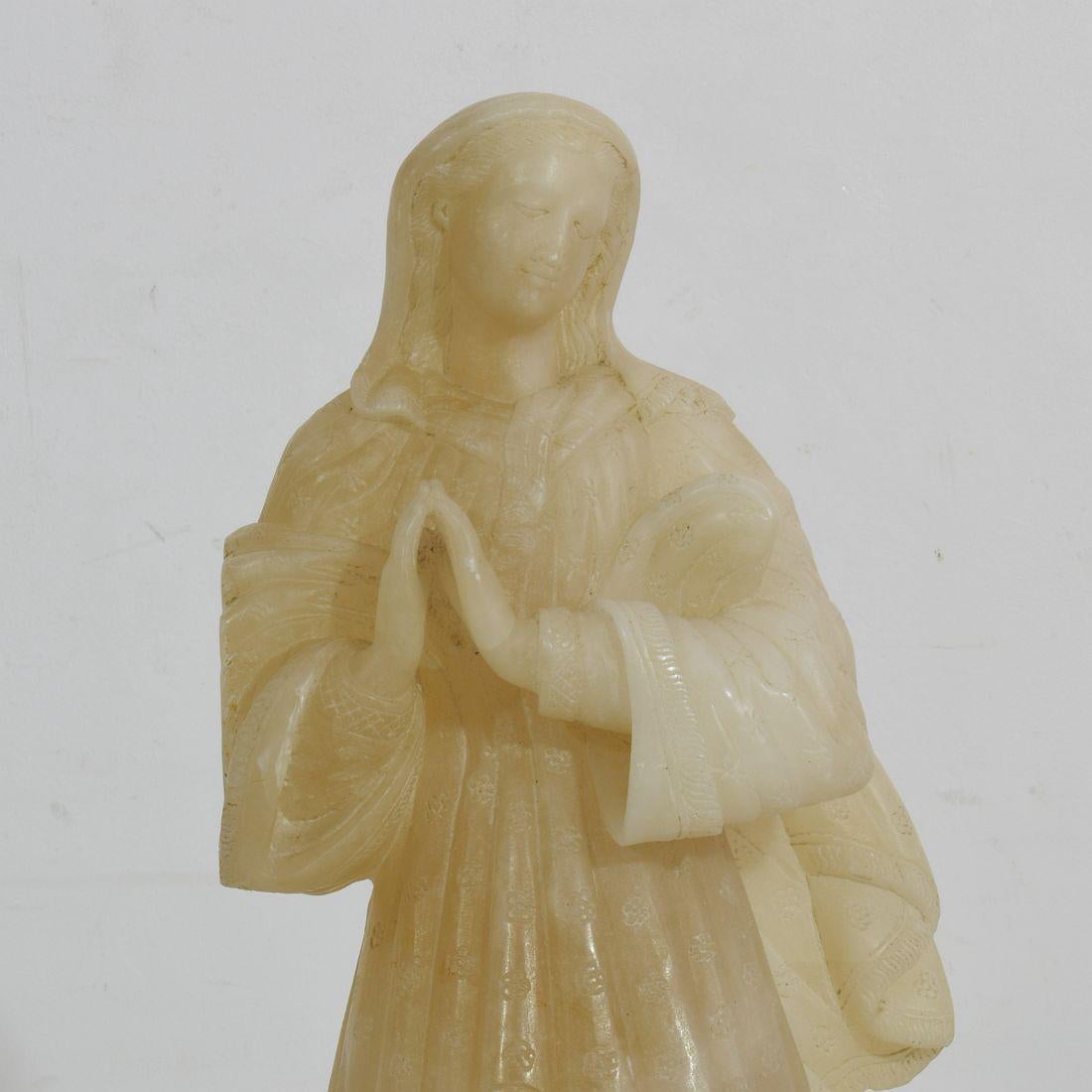 Small 18th-19th Century French Carved Alabaster Madonna 6