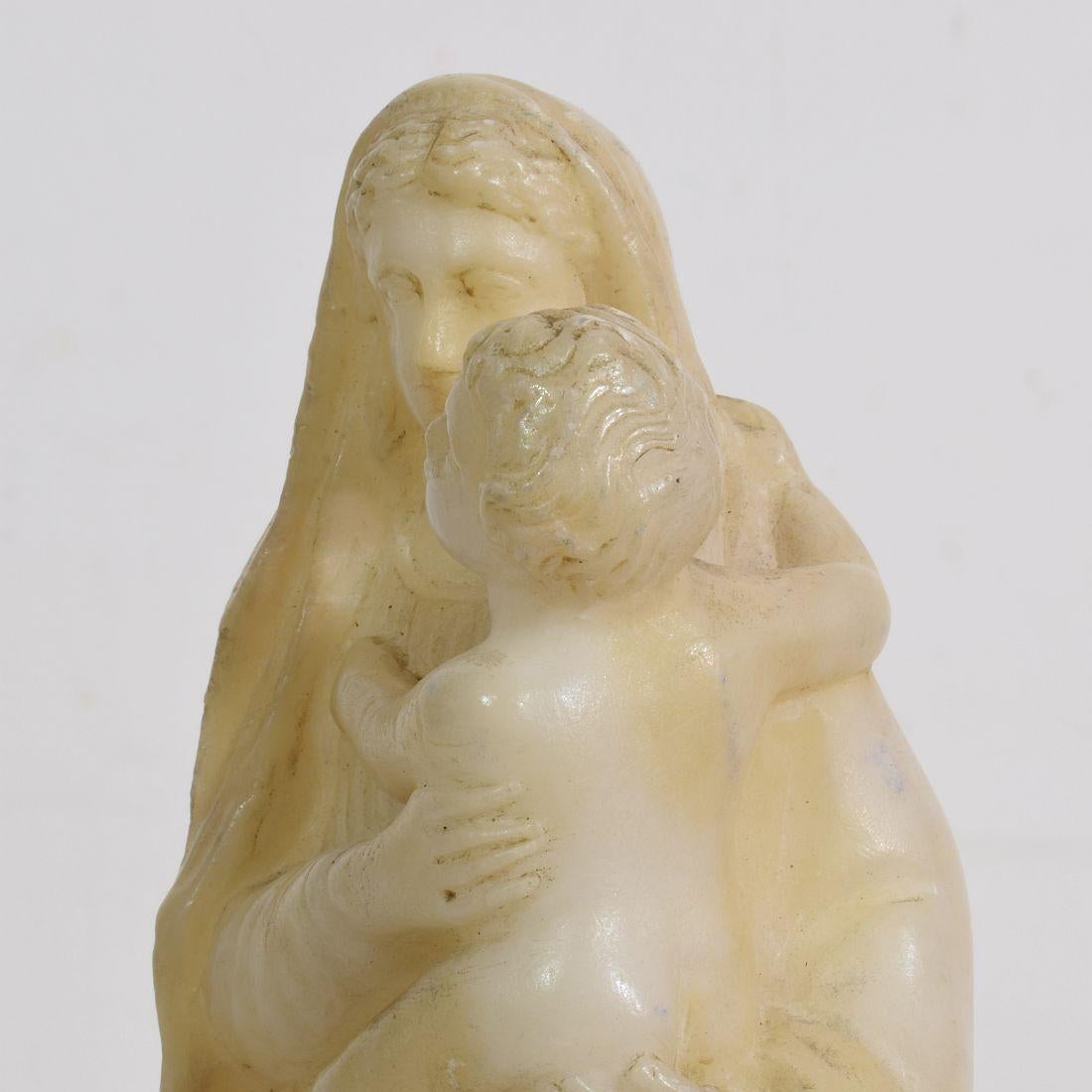 Small 18th-19th Century French Carved Alabaster Madonna with Child 6