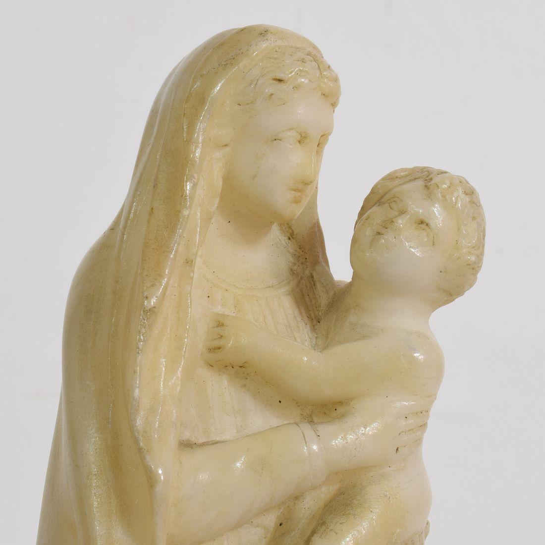 Small 18th-19th Century French Carved Alabaster Madonna with Child 7