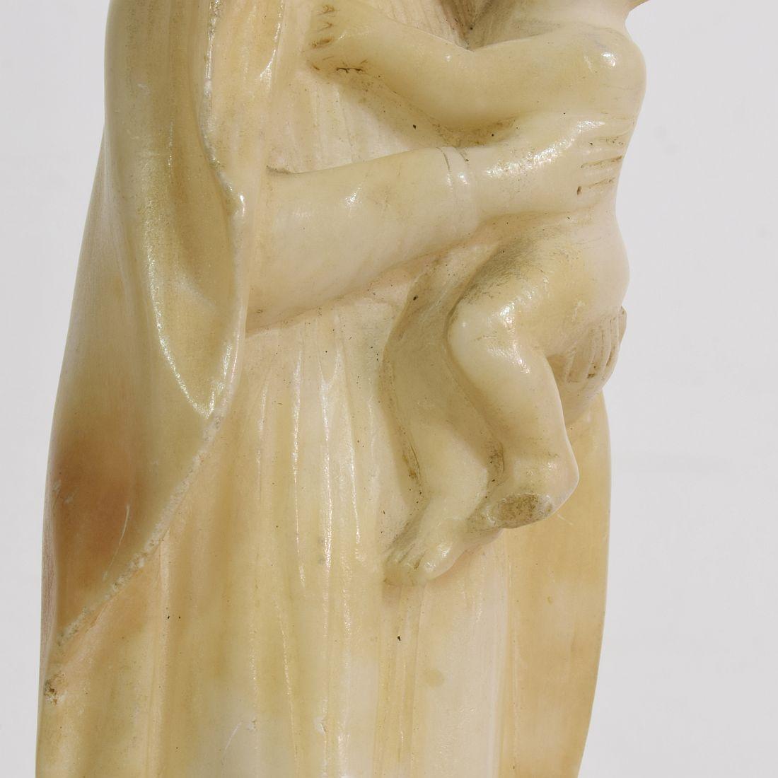 Small 18th-19th Century French Carved Alabaster Madonna with Child 8