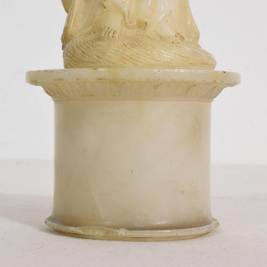 Small 18th-19th Century French Carved Alabaster Madonna with Child 9