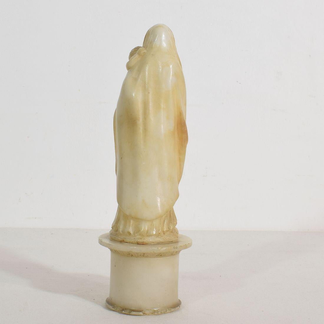 Small 18th-19th Century French Carved Alabaster Madonna with Child 1