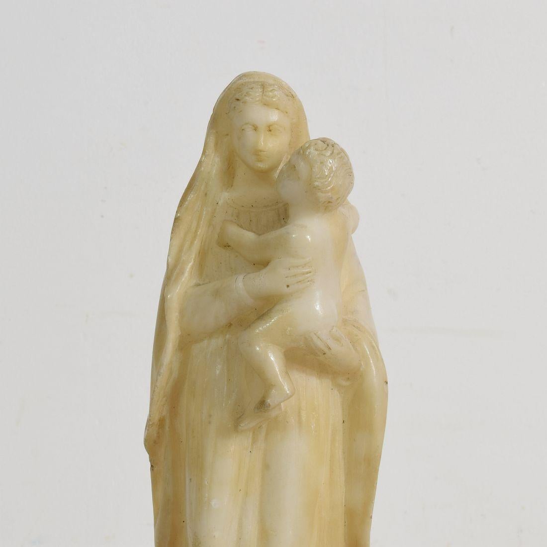 Small 18th-19th Century French Carved Alabaster Madonna with Child 3
