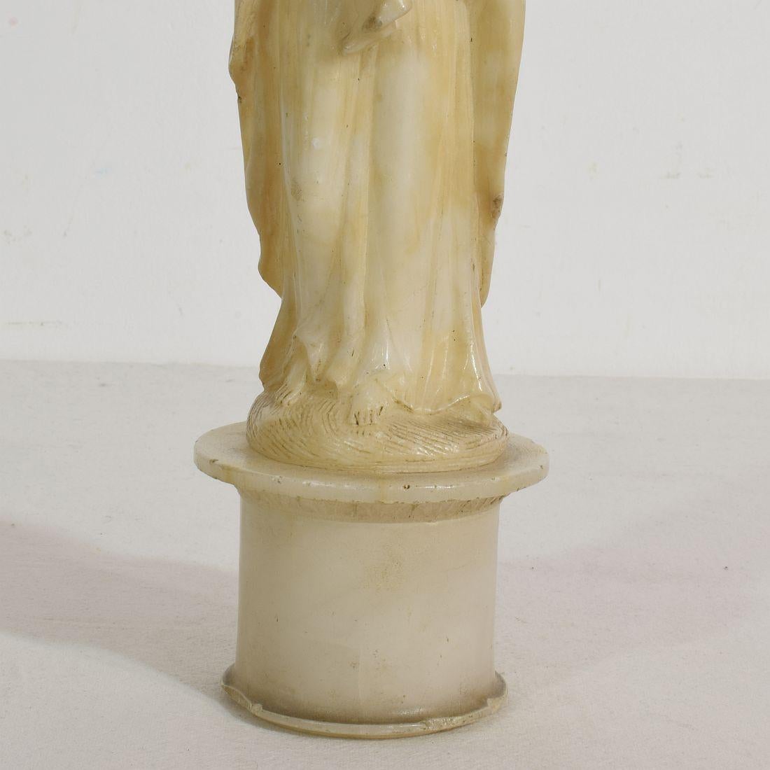 Small 18th-19th Century French Carved Alabaster Madonna with Child 4