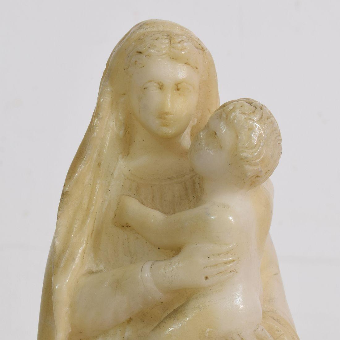 Small 18th-19th Century French Carved Alabaster Madonna with Child 5