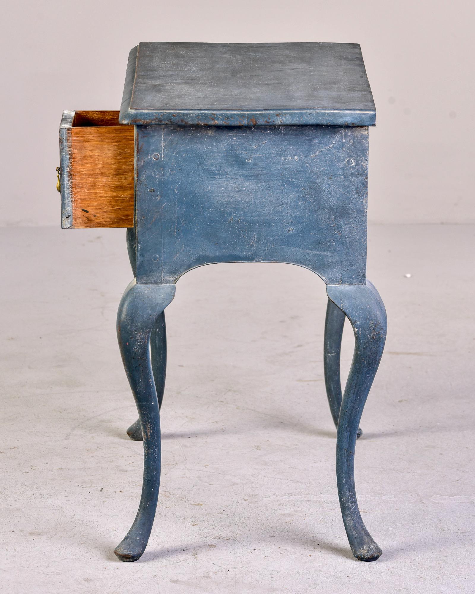 Small 18th C English Three Drawer Lowboy / Lamp Table with Blue Paint 4