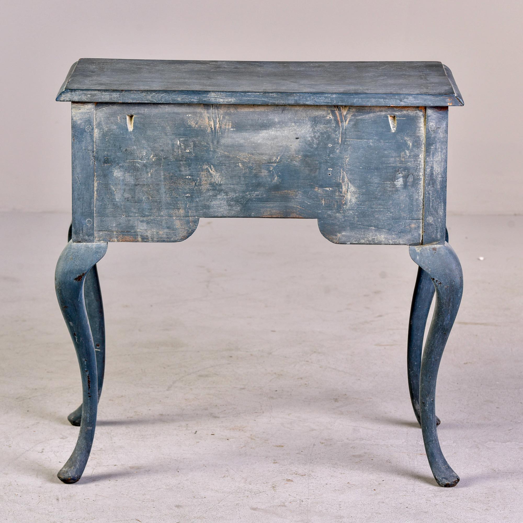 Small 18th C English Three Drawer Lowboy / Lamp Table with Blue Paint 6