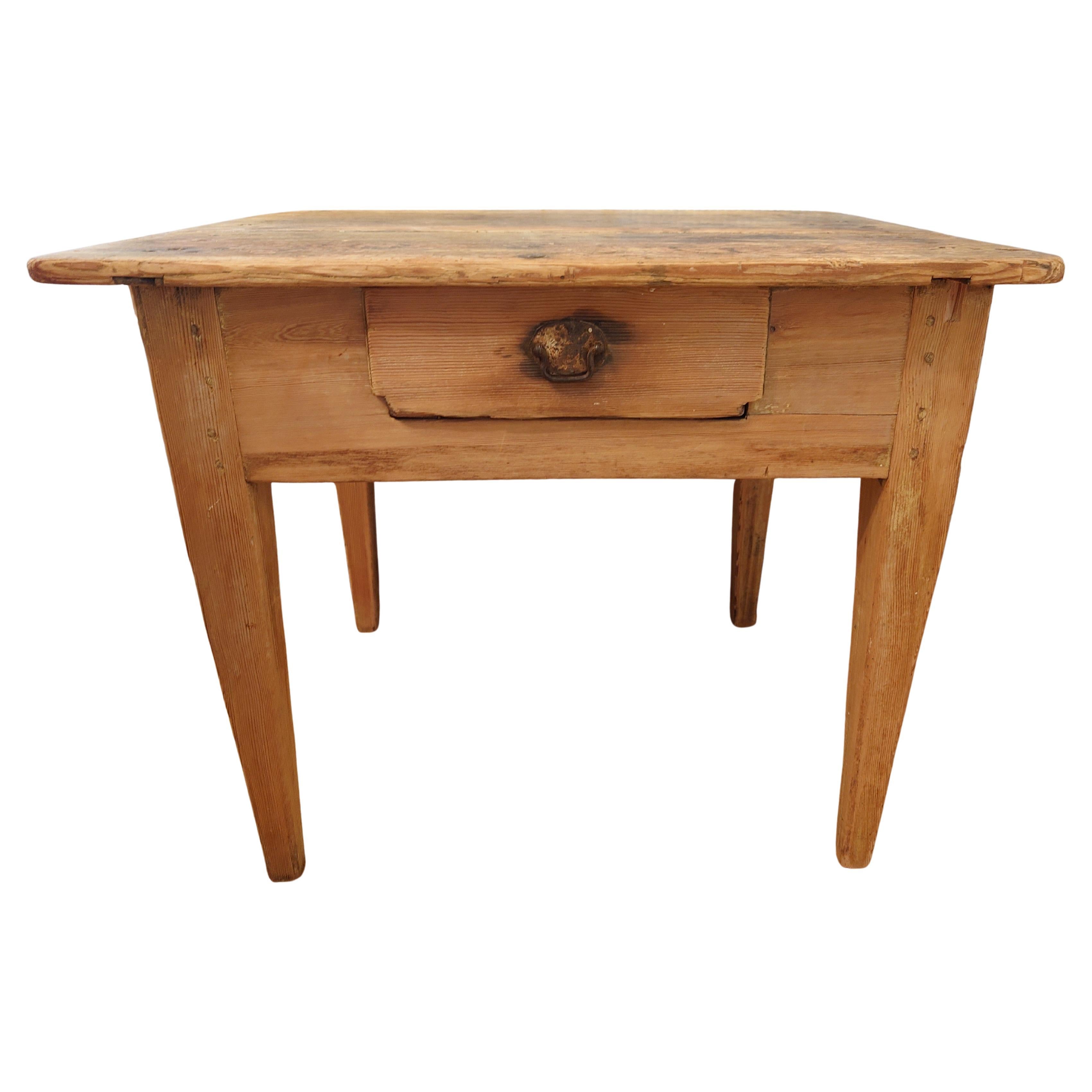 Small 18th Century antique country rustic  folk art table with drawer