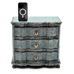 Small 18th Century Blue-Painted Baroque Chest of Drawers