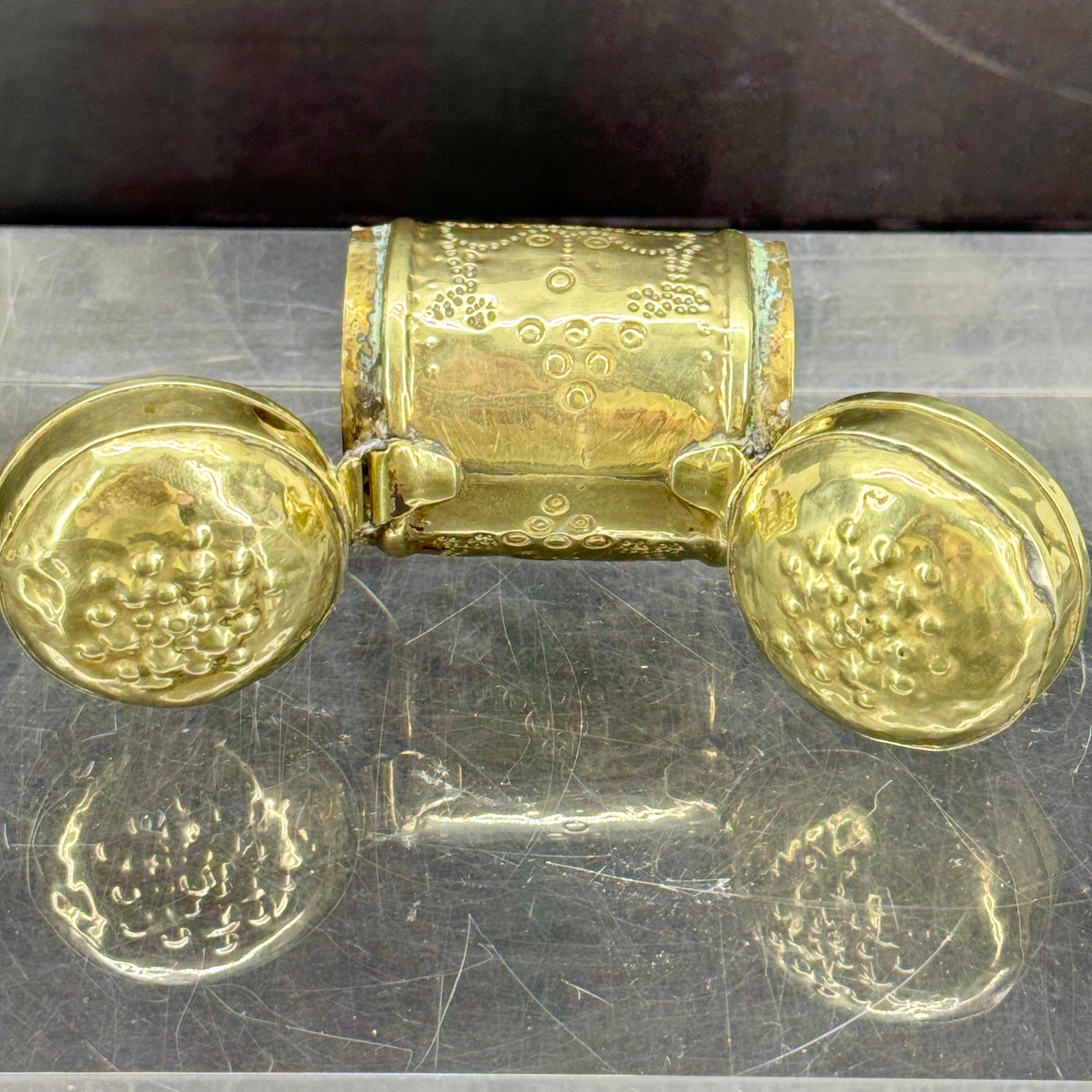 Small 18th Century Brass Two Compartment Brass Container 3