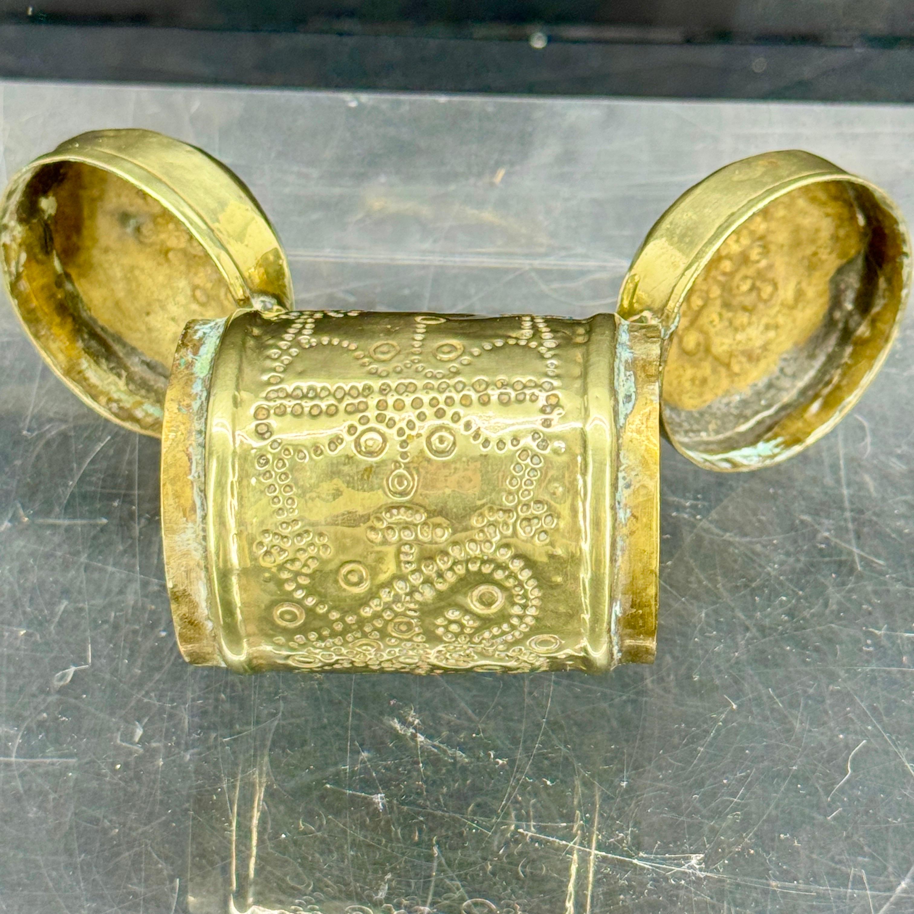 Small 18th Century Brass Two Compartment Brass Container 4