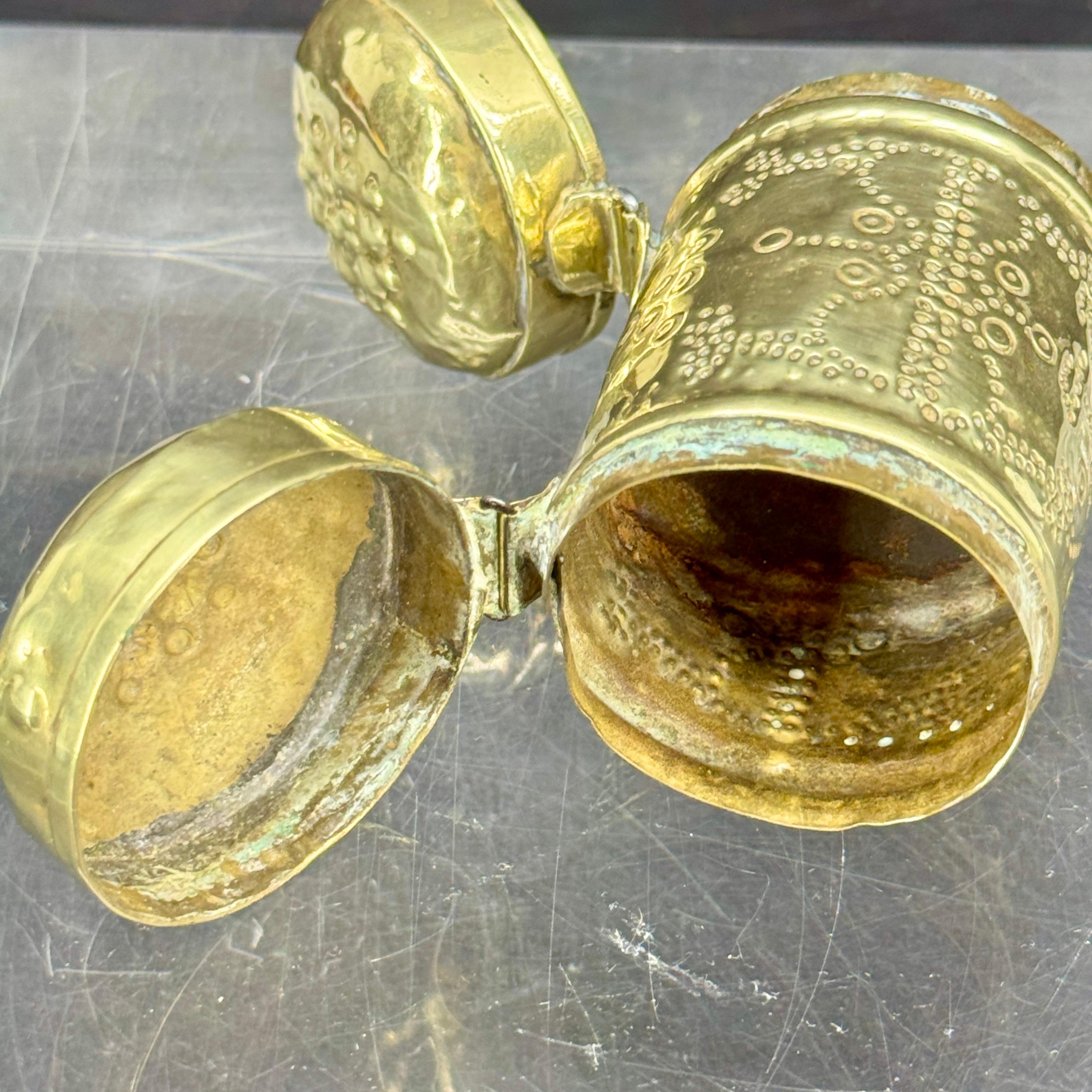 Small 18th Century Brass Two Compartment Brass Container 5