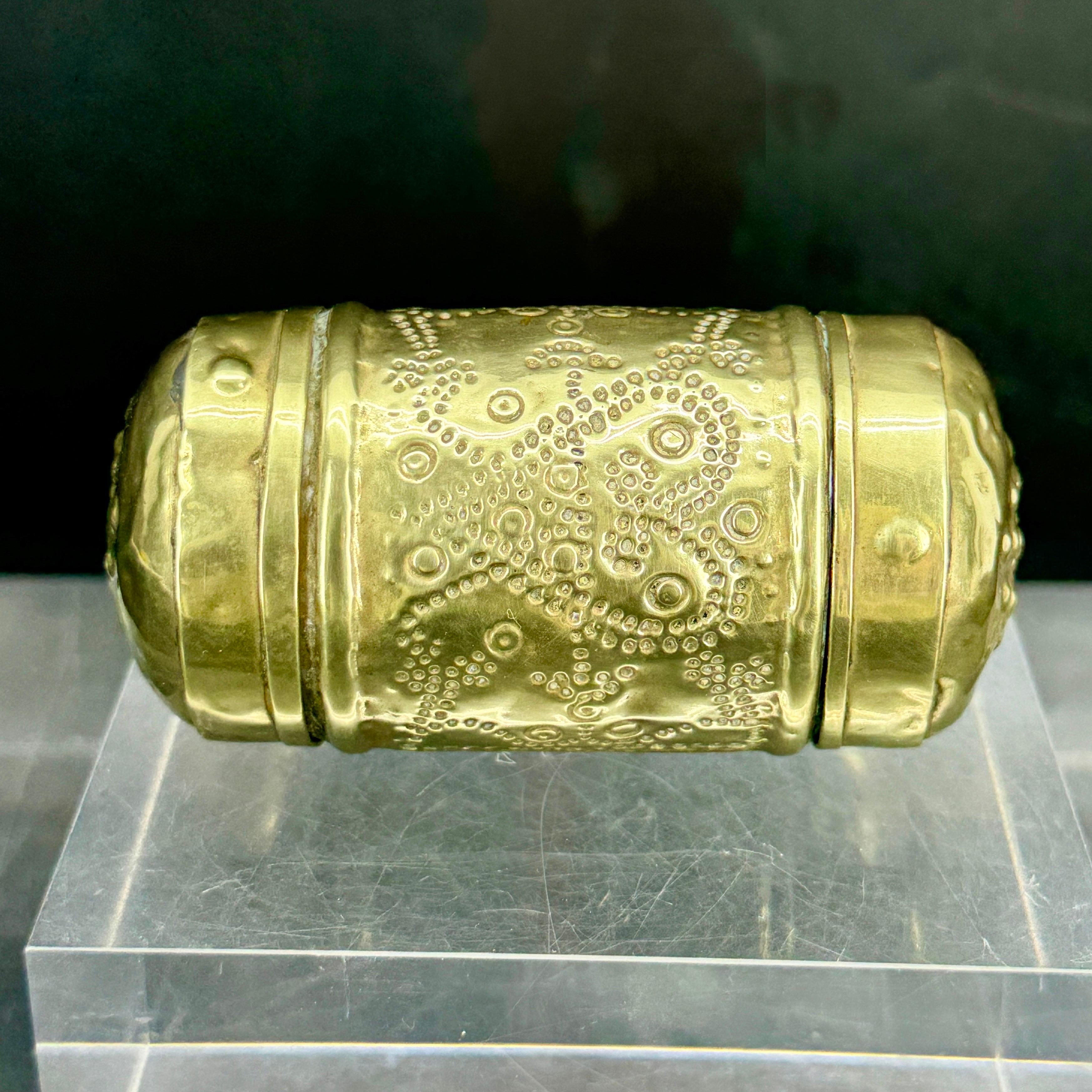 Baroque Small 18th Century Brass Two Compartment Brass Container