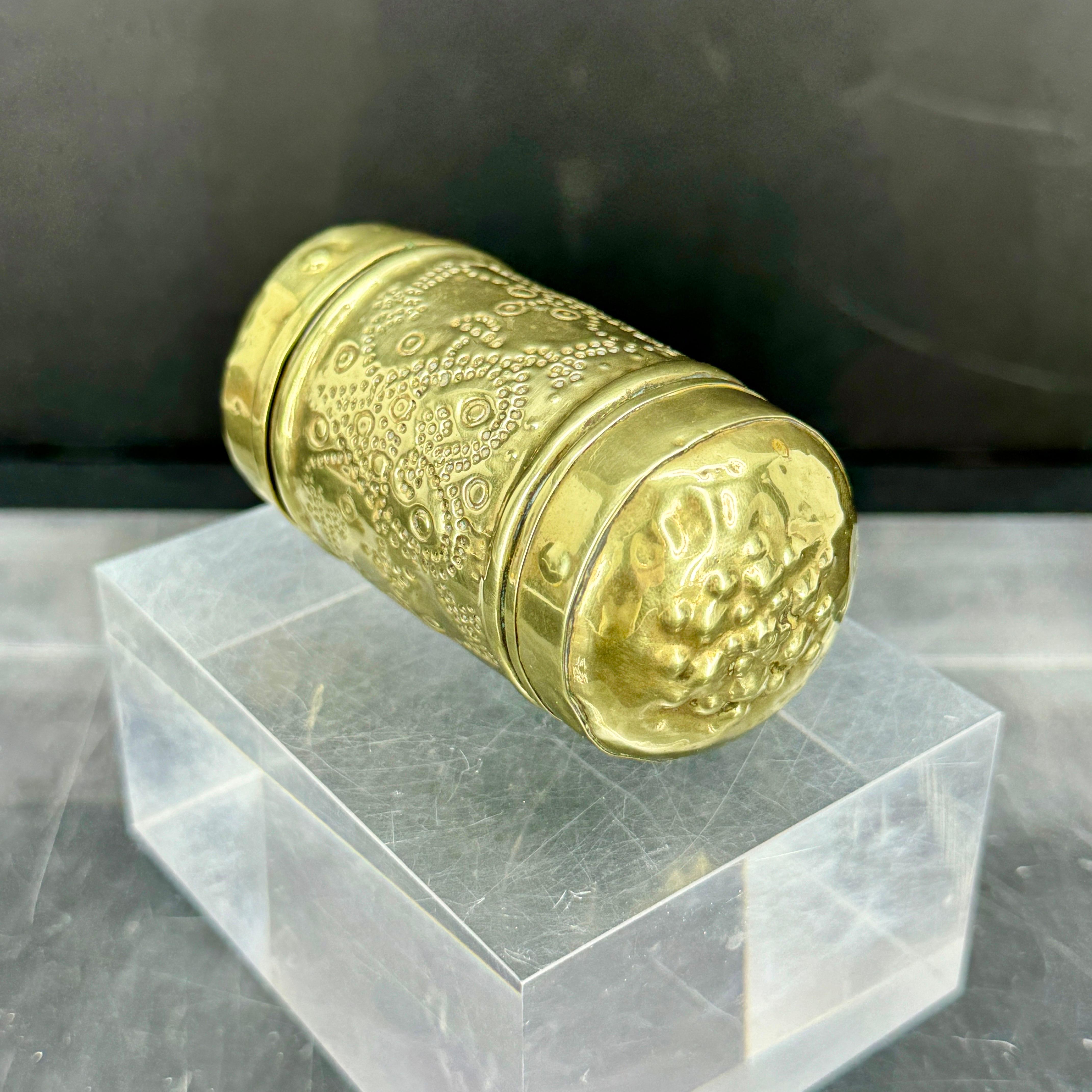 Scandinavian Small 18th Century Brass Two Compartment Brass Container