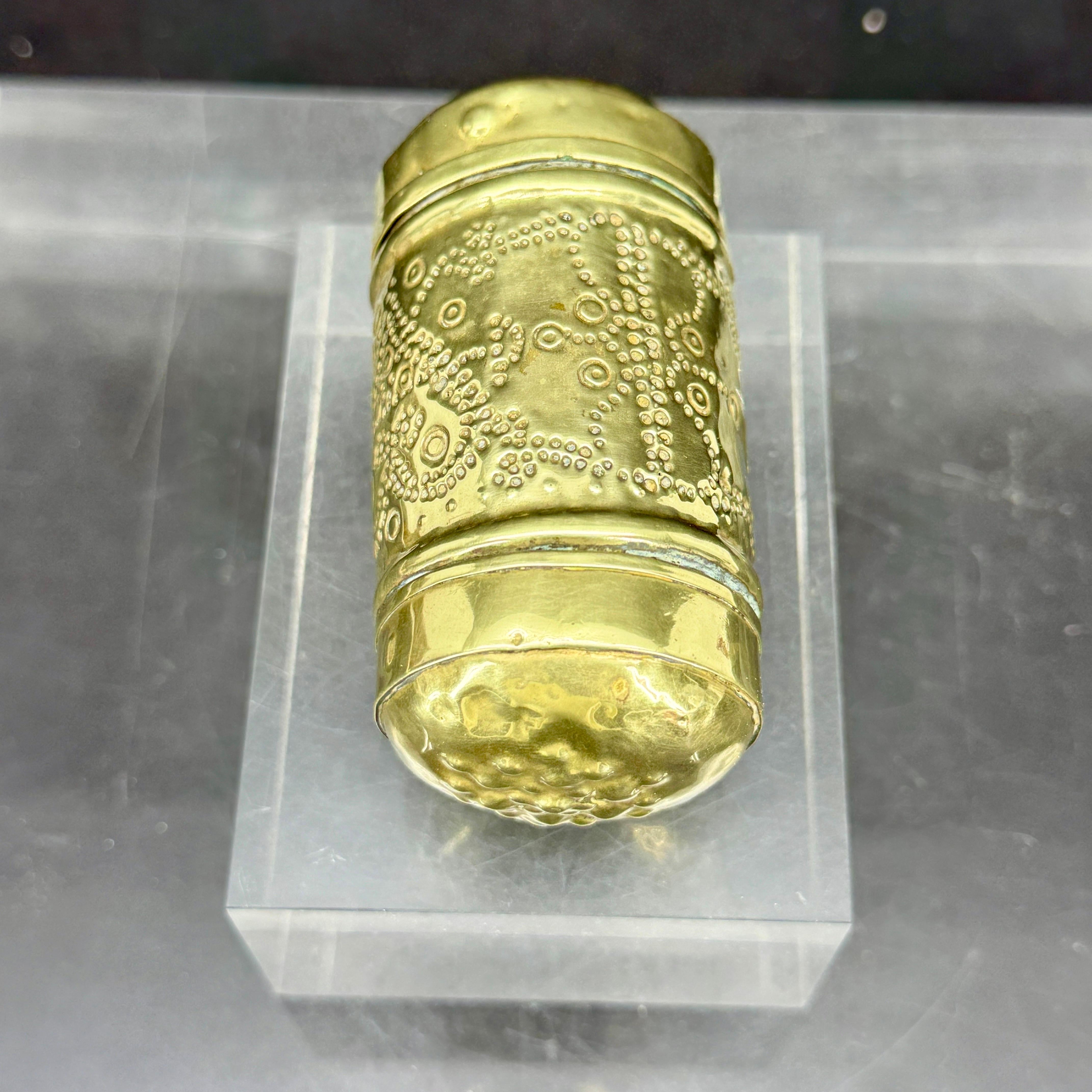 Hand-Crafted Small 18th Century Brass Two Compartment Brass Container