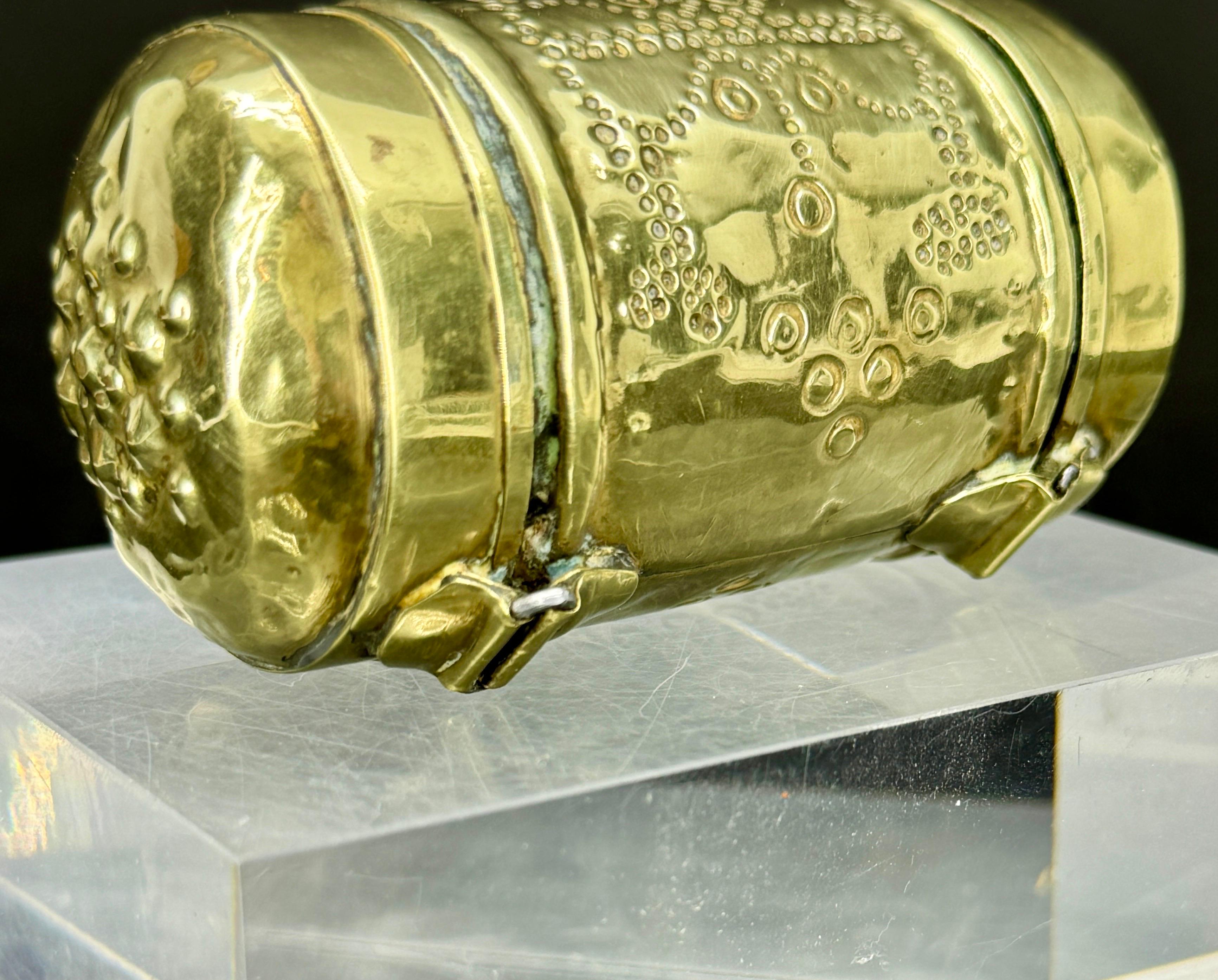 18th Century and Earlier Small 18th Century Brass Two Compartment Brass Container