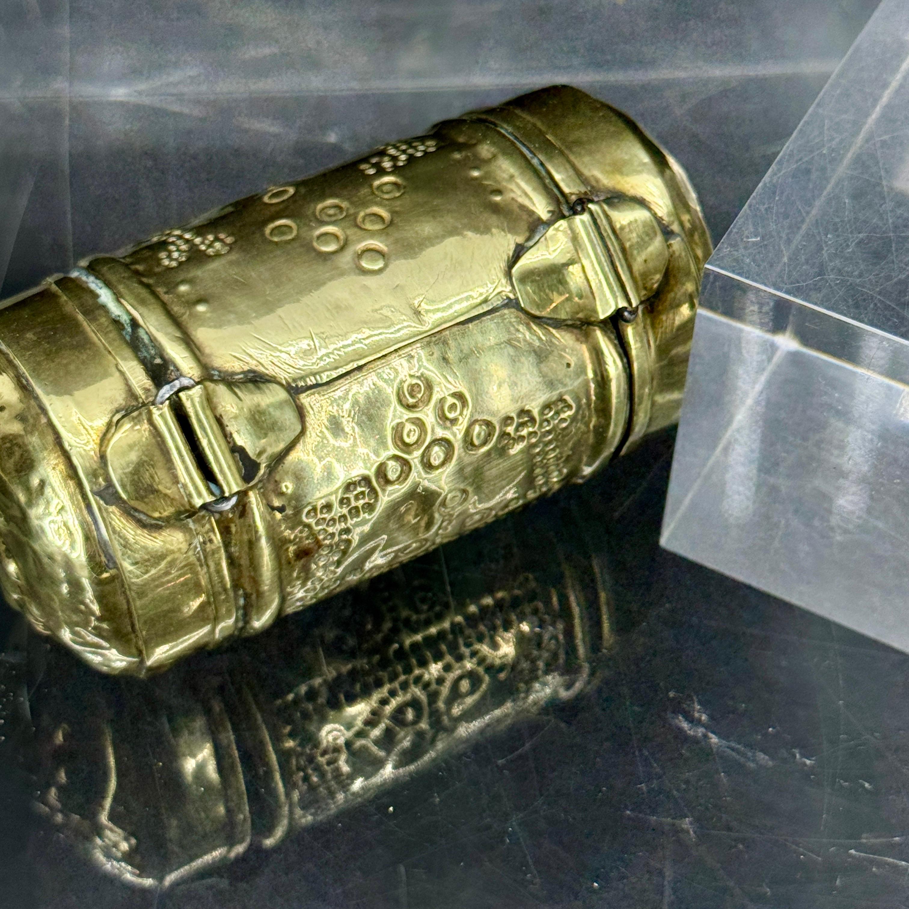 Small 18th Century Brass Two Compartment Brass Container 1