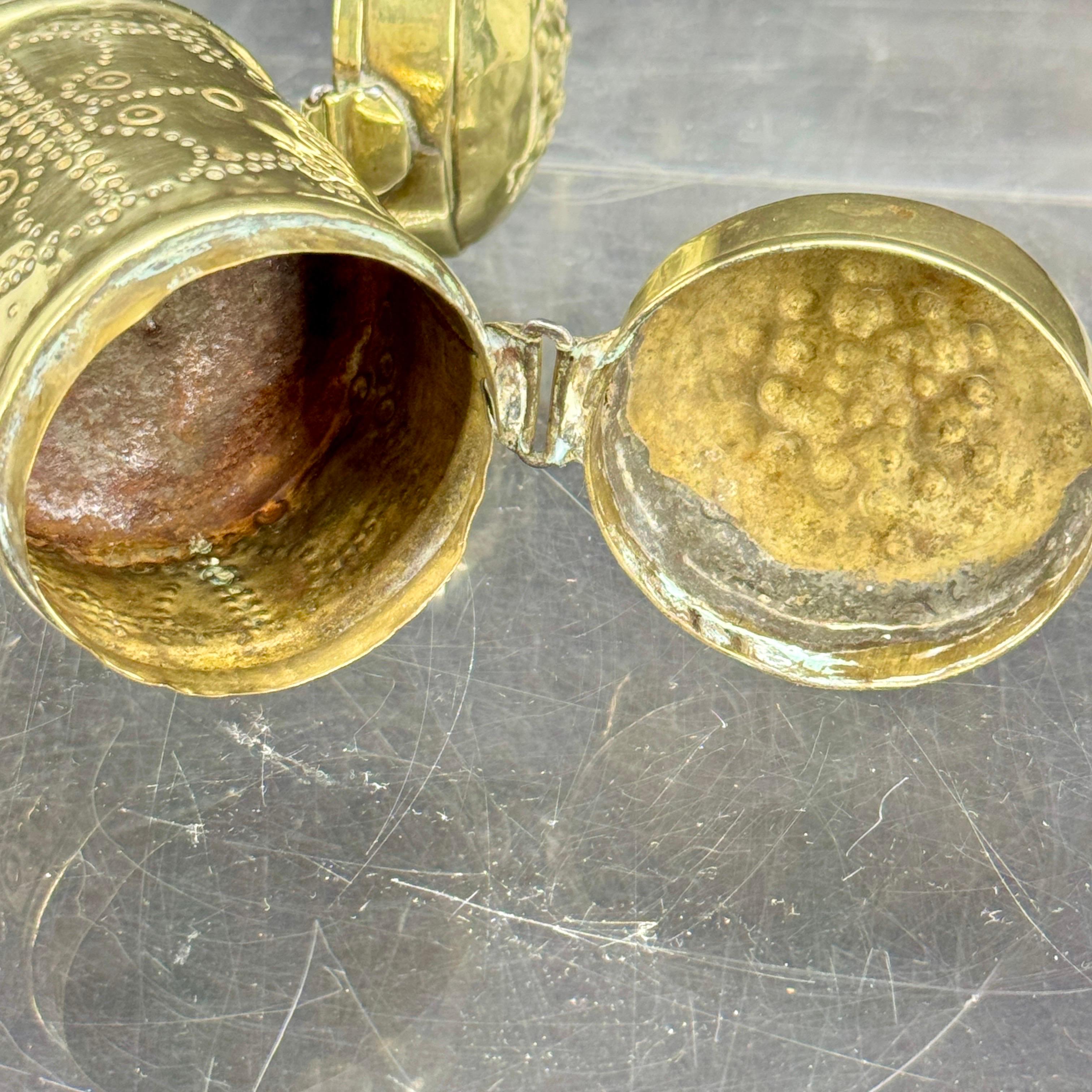Small 18th Century Brass Two Compartment Brass Container 2