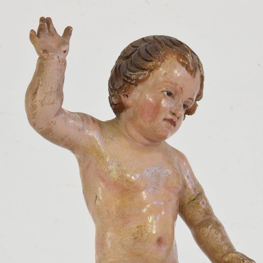 Small 18th Century Carved Baroque Spanish Baby Christ, Nino, Santo/ Angel 4