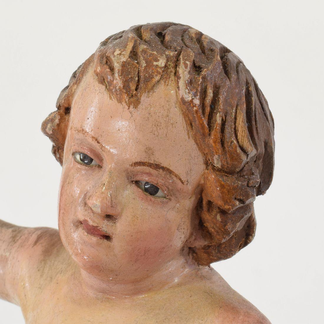 Small 18th Century Carved Baroque Spanish Baby Christ, Nino, Santo/ Angel 7